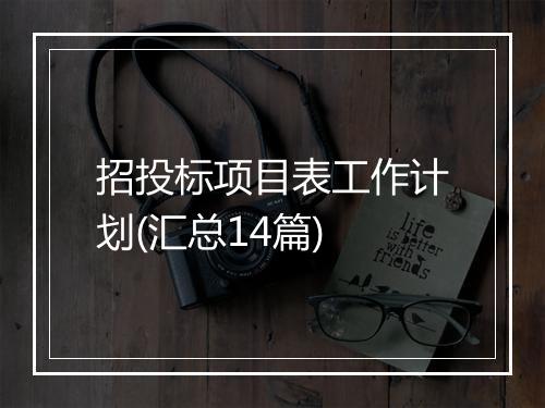 招投标项目表工作计划(汇总14篇)