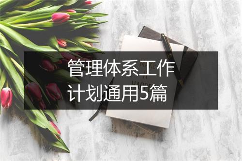 管理体系工作计划通用5篇