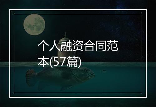 个人融资合同范本(57篇)
