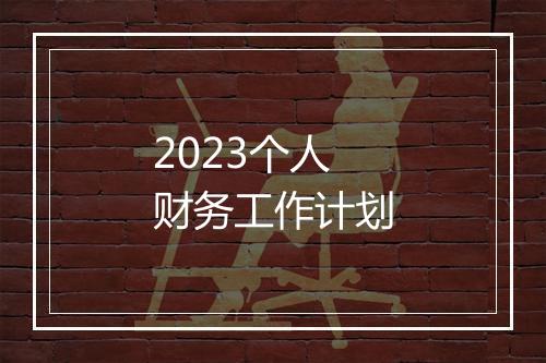 2023个人财务工作计划