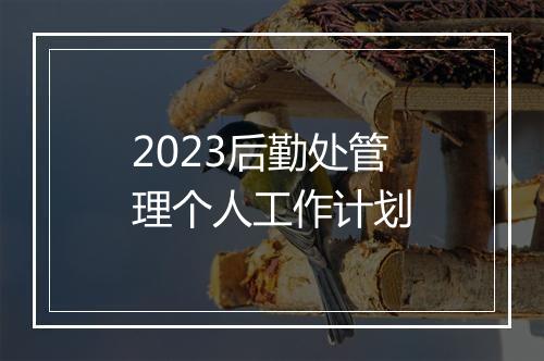 2023后勤处管理个人工作计划
