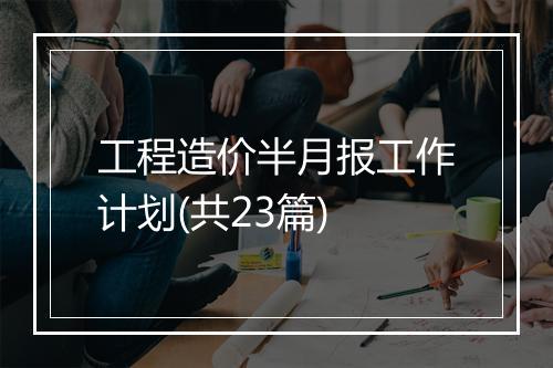 工程造价半月报工作计划(共23篇)