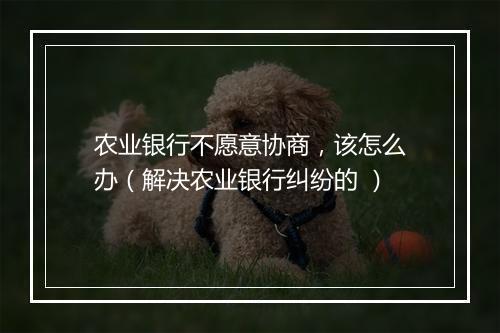 农业银行不愿意协商，该怎么办（解决农业银行纠纷的 ）