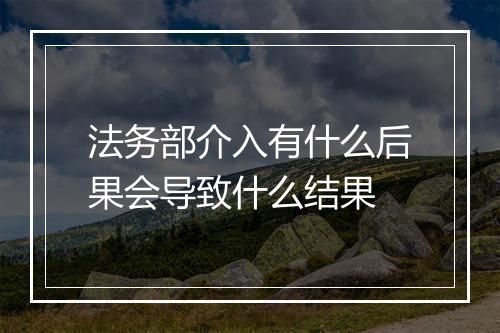 法务部介入有什么后果会导致什么结果