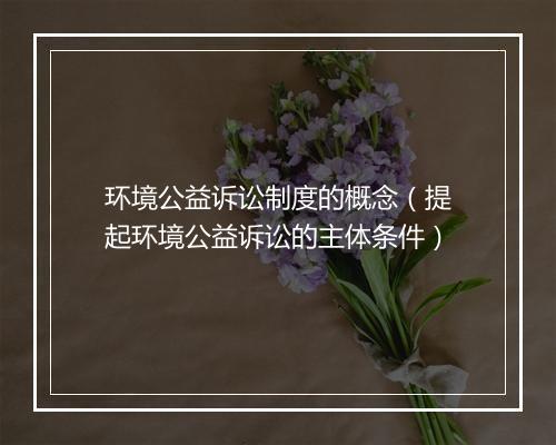环境公益诉讼制度的概念（提起环境公益诉讼的主体条件）