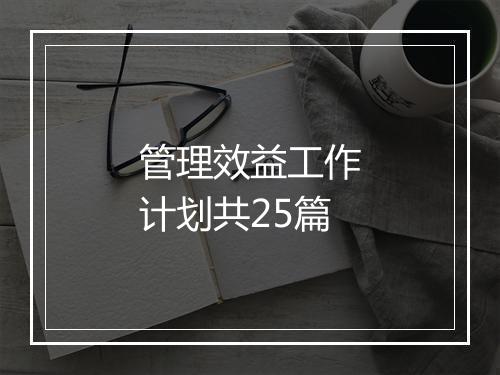 管理效益工作计划共25篇