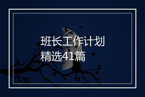班长工作计划精选41篇