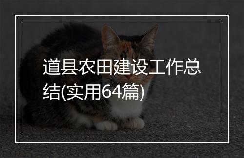 道县农田建设工作总结(实用64篇)