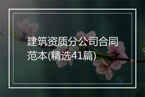 建筑资质分公司合同范本(精选41篇)