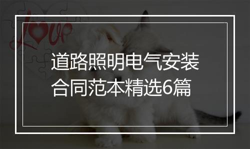道路照明电气安装合同范本精选6篇
