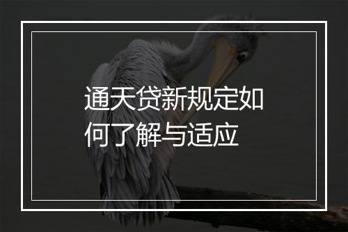 通天贷新规定如何了解与适应