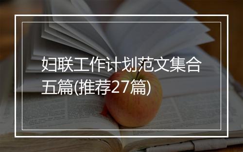 妇联工作计划范文集合五篇(推荐27篇)