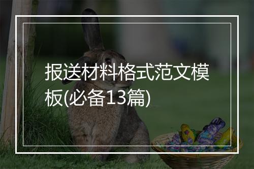 报送材料格式范文模板(必备13篇)