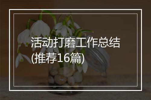 活动打磨工作总结(推荐16篇)