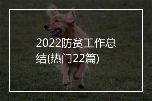 2022防贫工作总结(热门22篇)