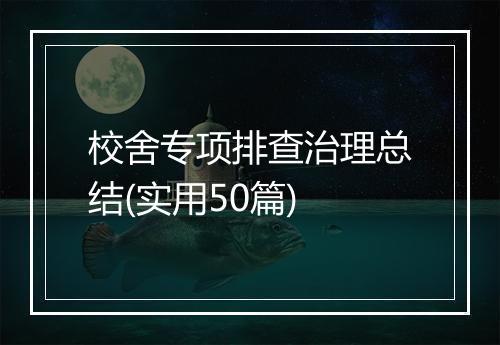 校舍专项排查治理总结(实用50篇)