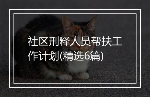 社区刑释人员帮扶工作计划(精选6篇)