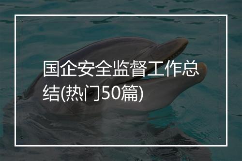 国企安全监督工作总结(热门50篇)