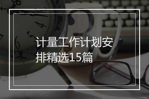 计量工作计划安排精选15篇