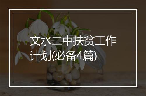 文水二中扶贫工作计划(必备4篇)