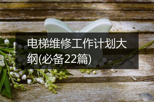 电梯维修工作计划大纲(必备22篇)