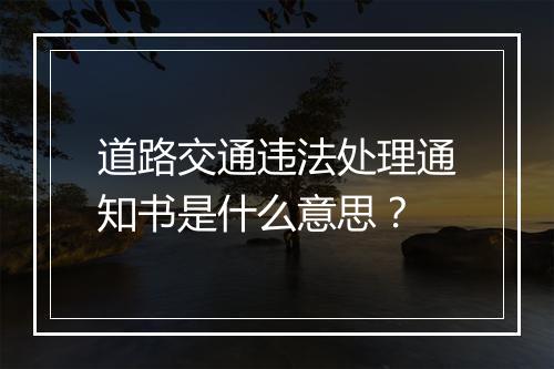 道路交通违法处理通知书是什么意思？