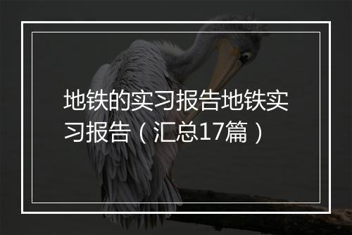 地铁的实习报告地铁实习报告（汇总17篇）