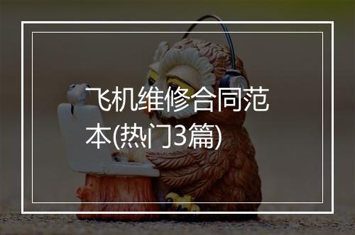 飞机维修合同范本(热门3篇)