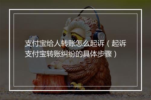 支付宝给人转账怎么起诉（起诉支付宝转账纠纷的具体步骤）
