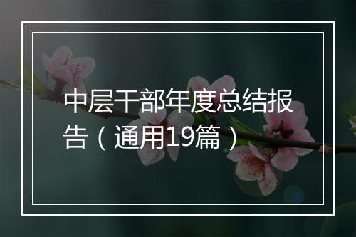 中层干部年度总结报告（通用19篇）