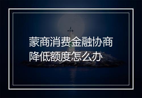 蒙商消费金融协商降低额度怎么办