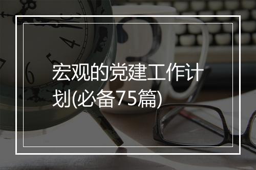 宏观的党建工作计划(必备75篇)