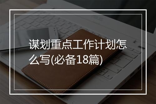 谋划重点工作计划怎么写(必备18篇)