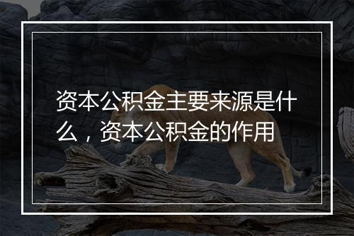 资本公积金主要来源是什么，资本公积金的作用