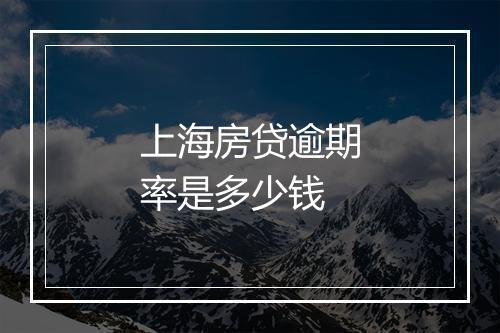 上海房贷逾期率是多少钱
