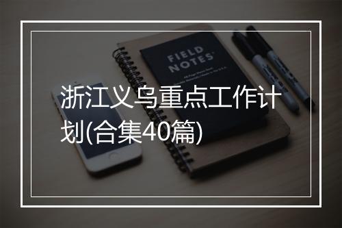 浙江义乌重点工作计划(合集40篇)