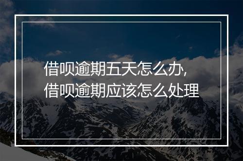 借呗逾期五天怎么办,借呗逾期应该怎么处理