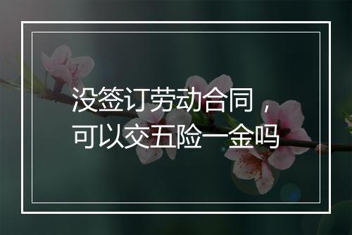 没签订劳动合同，可以交五险一金吗
