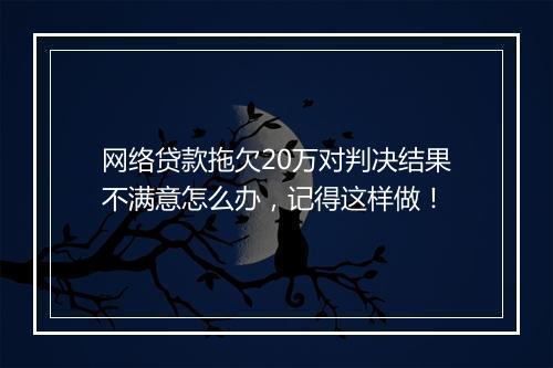 网络贷款拖欠20万对判决结果不满意怎么办，记得这样做！
