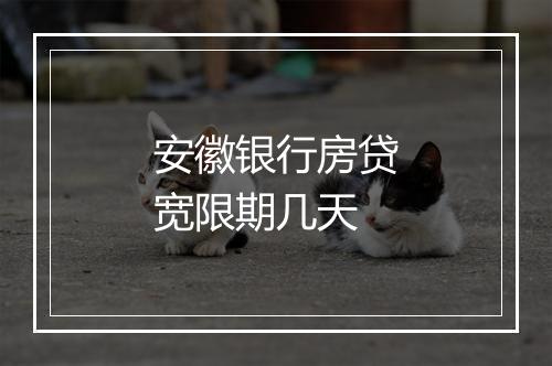 安徽银行房贷宽限期几天