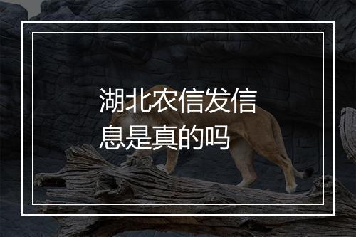 湖北农信发信息是真的吗
