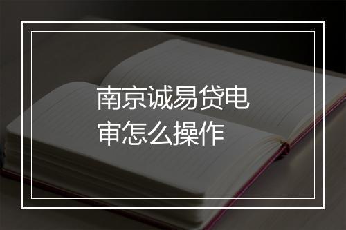 南京诚易贷电审怎么操作