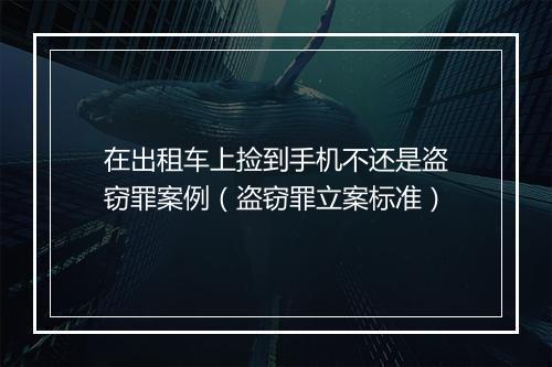 在出租车上捡到手机不还是盗窃罪案例（盗窃罪立案标准）