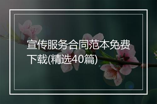 宣传服务合同范本免费下载(精选40篇)