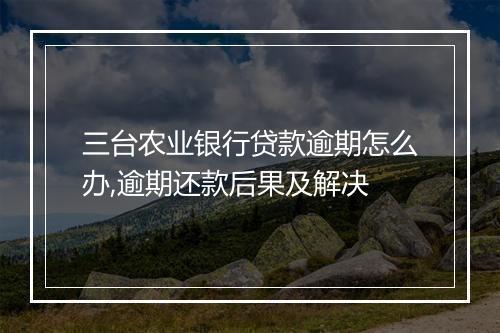 三台农业银行贷款逾期怎么办,逾期还款后果及解决