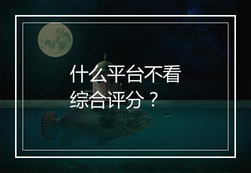 什么平台不看综合评分？