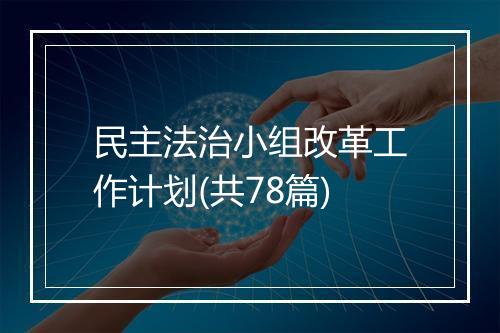 民主法治小组改革工作计划(共78篇)