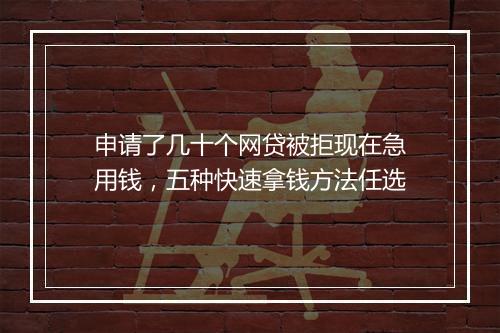 申请了几十个网贷被拒现在急用钱，五种快速拿钱方法任选