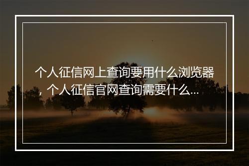 个人征信网上查询要用什么浏览器，个人征信官网查询需要什么浏览器