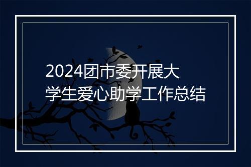 2024团市委开展大学生爱心助学工作总结